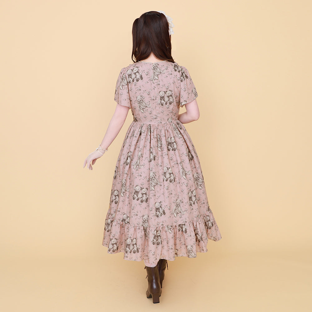 Vintage bearラウンドヨークワンピース