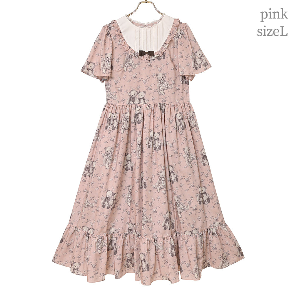Vintage bearラウンドヨークワンピース