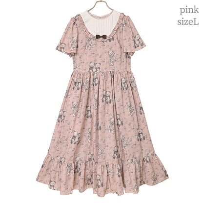 Vintage bearラウンドヨークワンピース