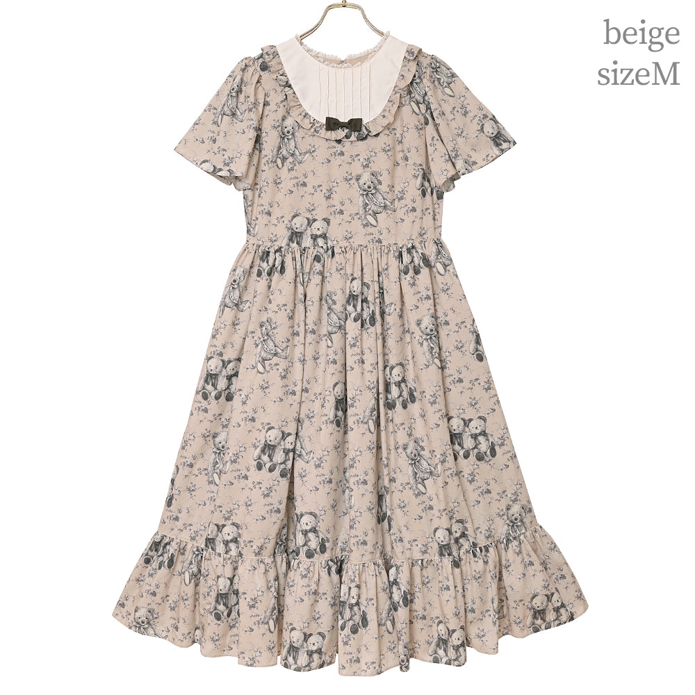 Vintage bearラウンドヨークワンピース