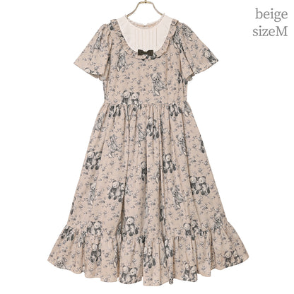 Vintage bearラウンドヨークワンピース