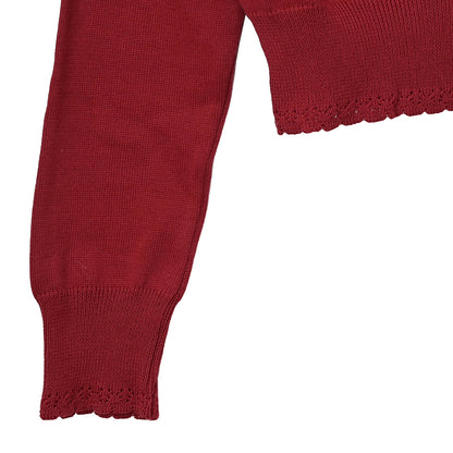 Triple ribbon cotton knit cardigan