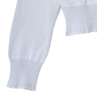 Triple ribbon cotton knit cardigan