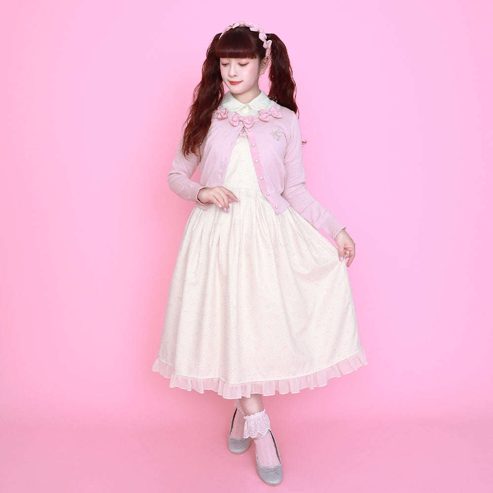 トリプルリボン コットンニットカーディガン-Melody BasKet(メロディ