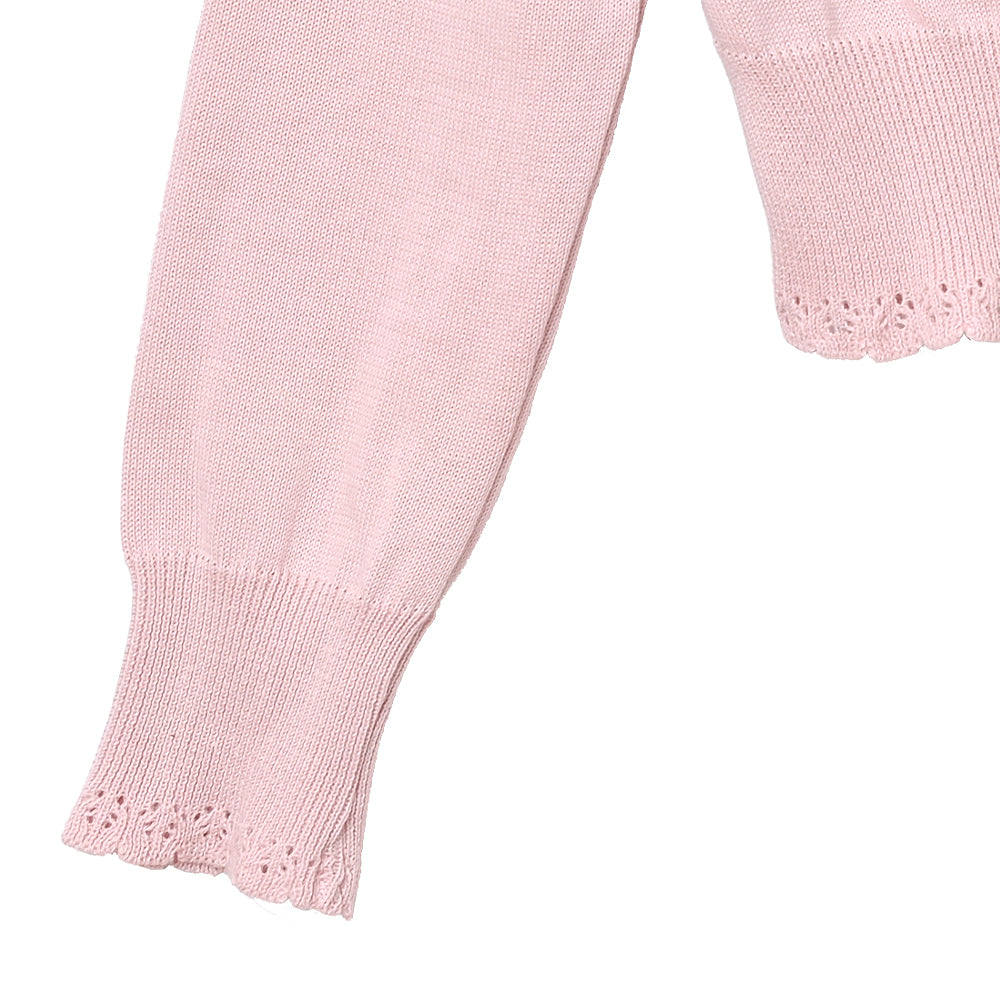 Triple ribbon cotton knit cardigan