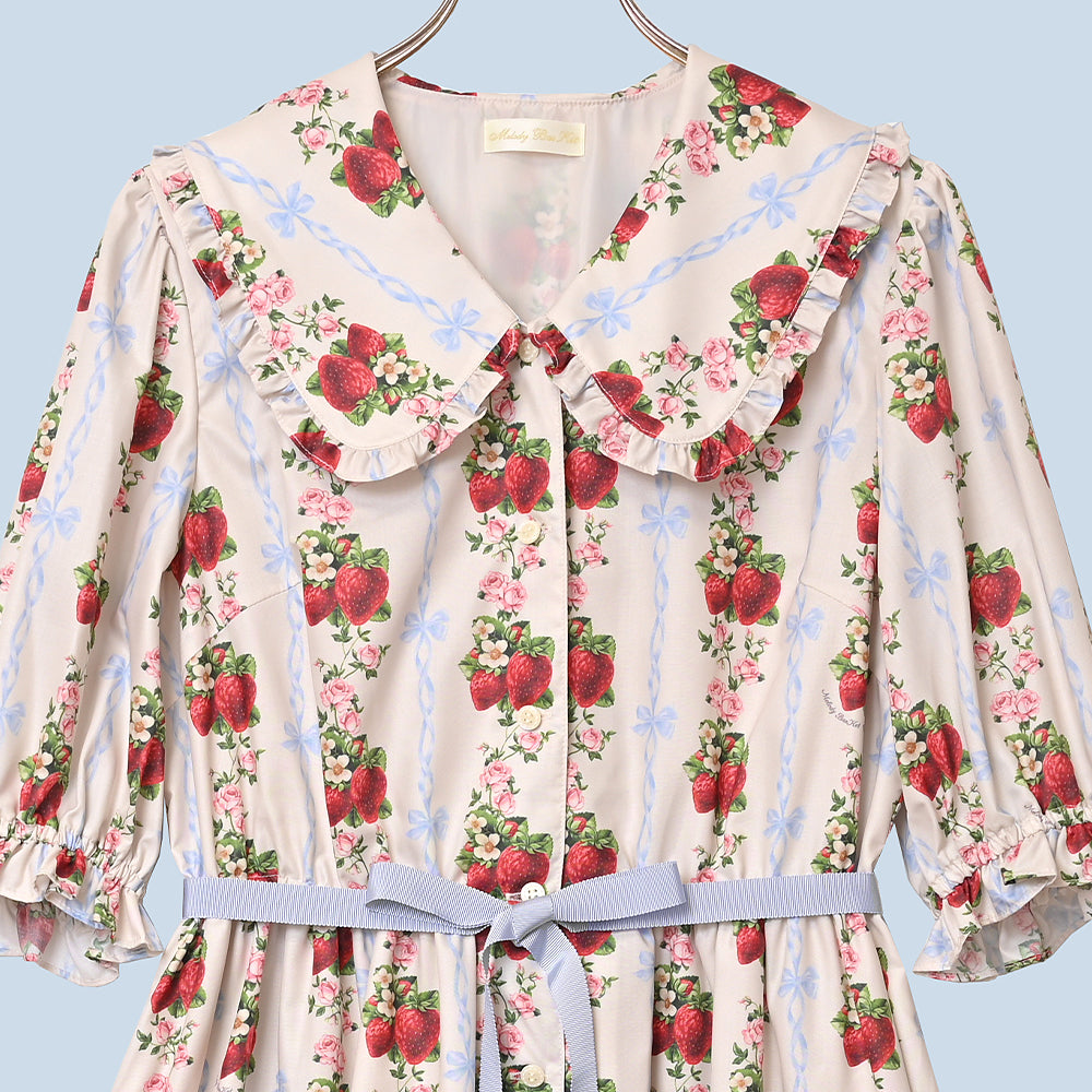 Strawberry Rose front button dress