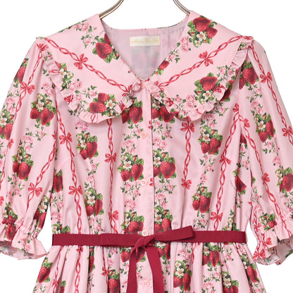 Strawberry Rose front button dress