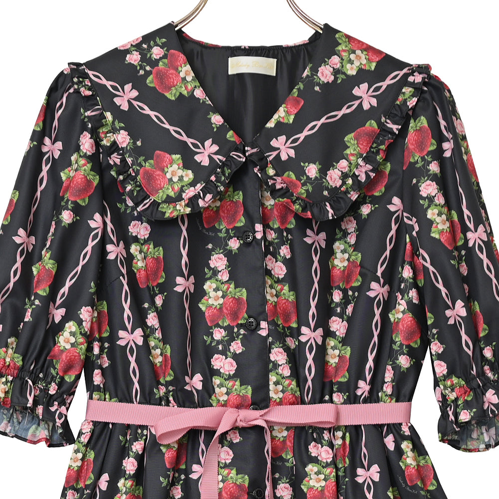 Strawberry Rose front button dress