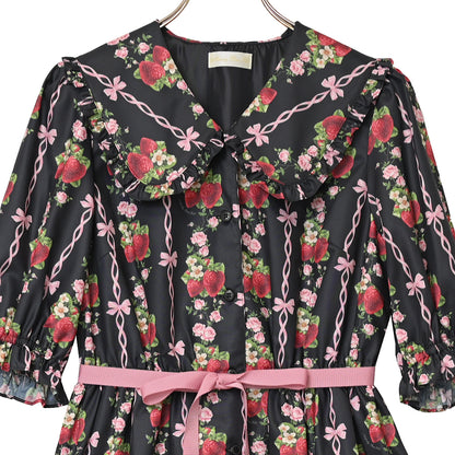 Strawberry Rose front button dress