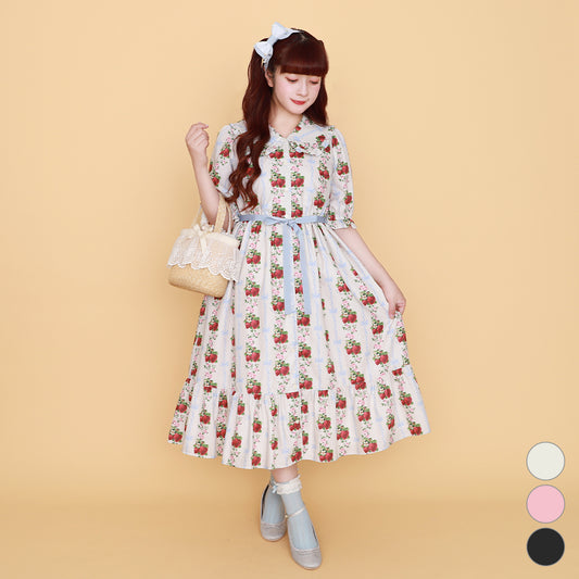 Strawberry Rose front button dress