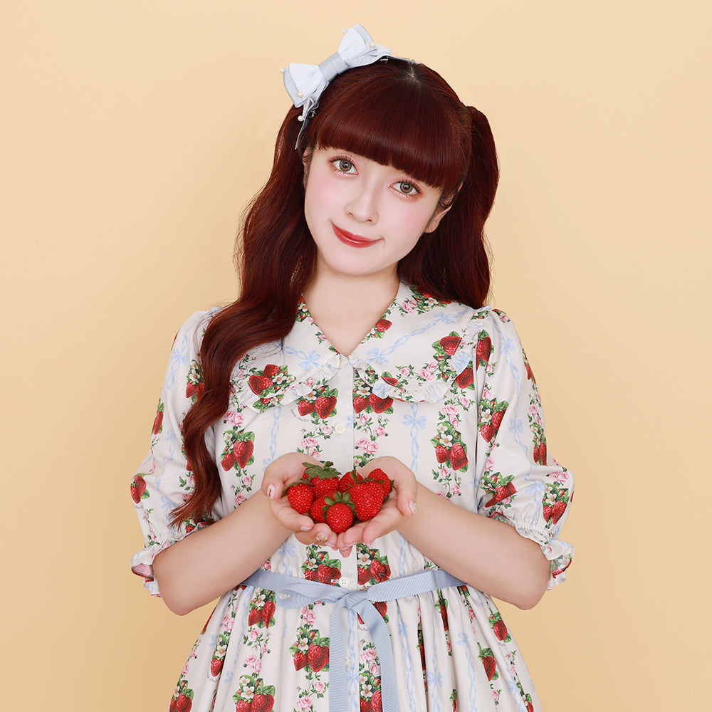 Strawberry Roseフロントボタンワンピース-Melody BasKet(メロディ