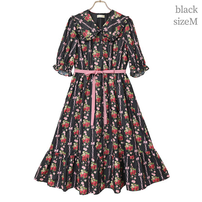 Strawberry Rose front button dress