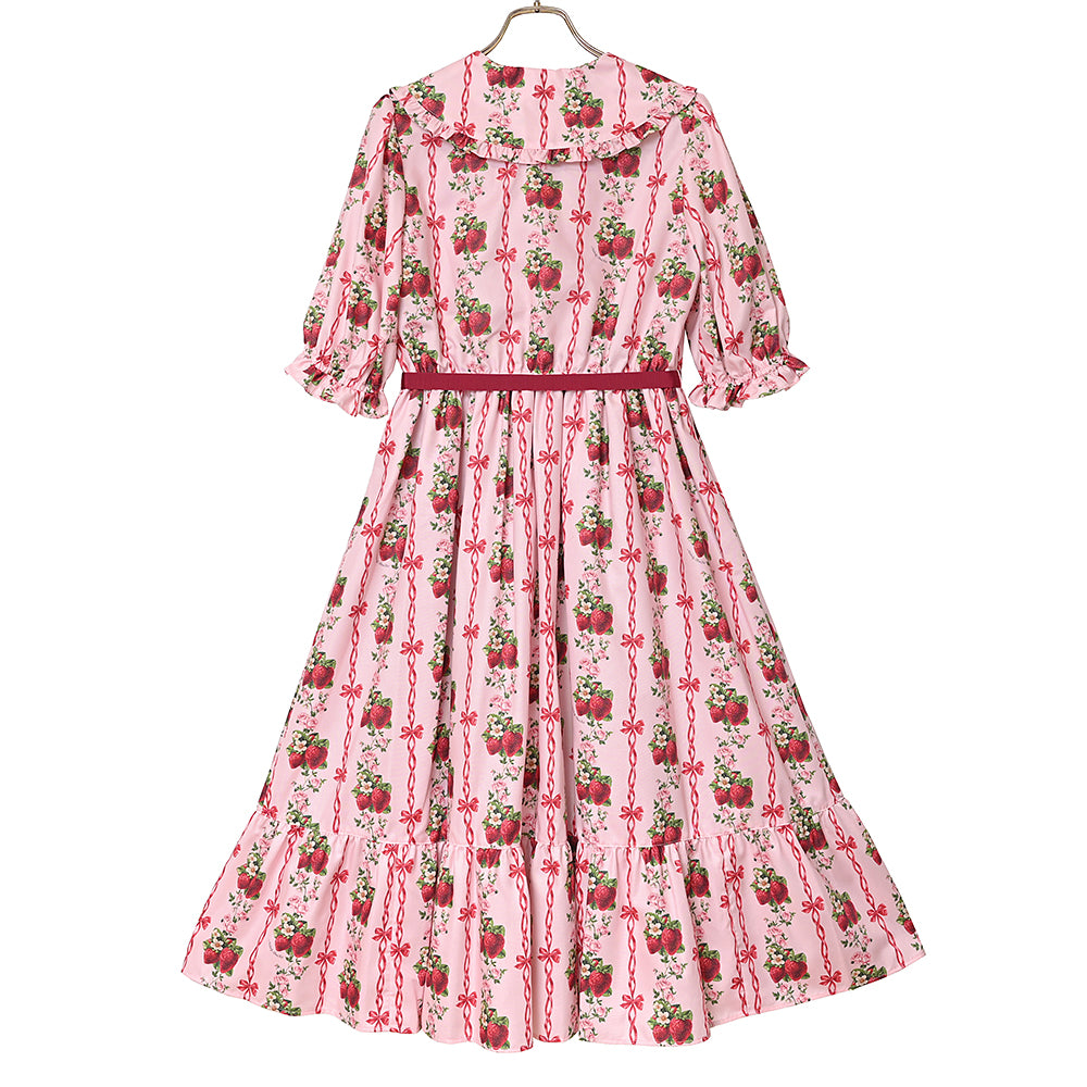 Strawberry Rose front button dress