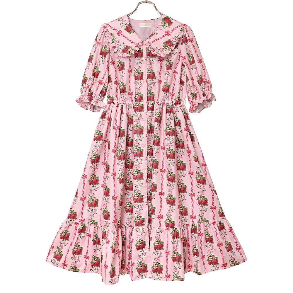 Strawberry Rose front button dress