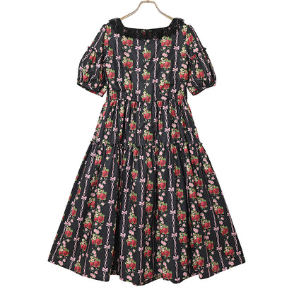 Strawberry Rose square neck dress