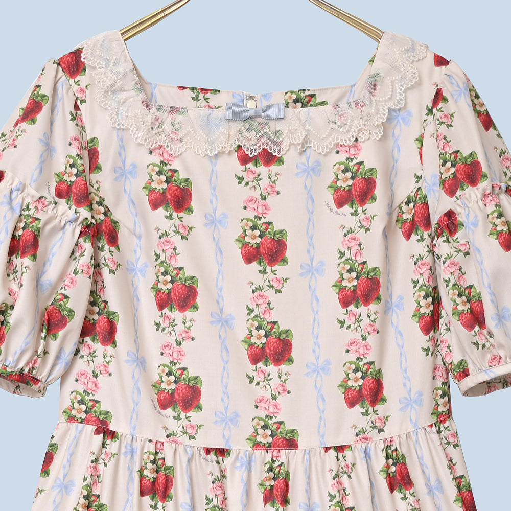 Strawberry Rose square neck dress