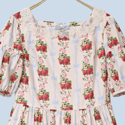 Strawberry Rose square neck dress