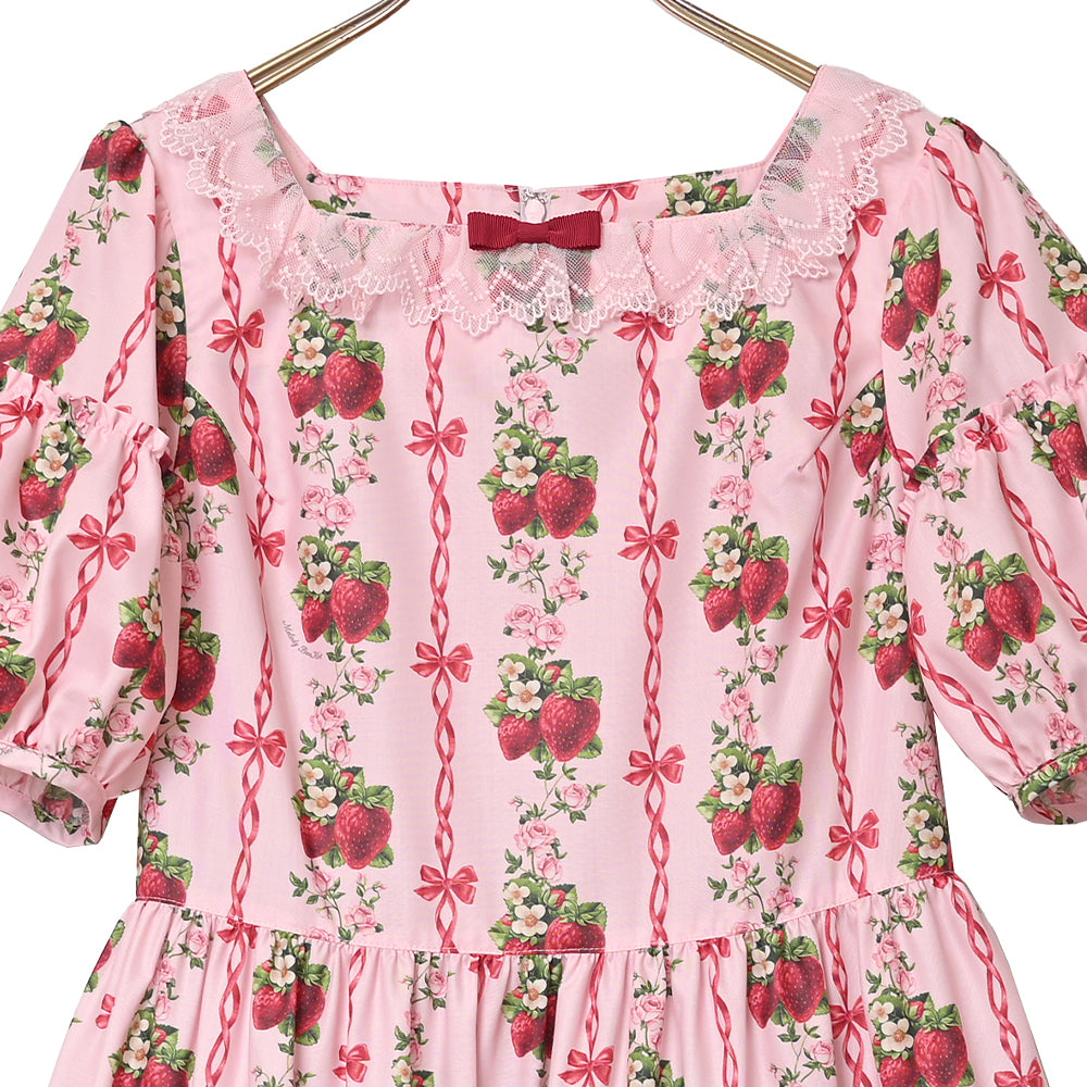 Strawberry Rose square neck dress