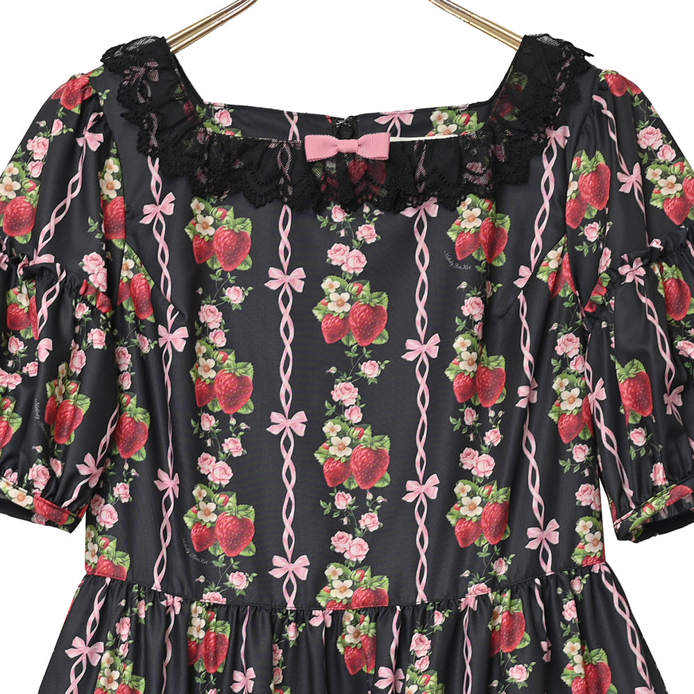 Strawberry Rose square neck dress