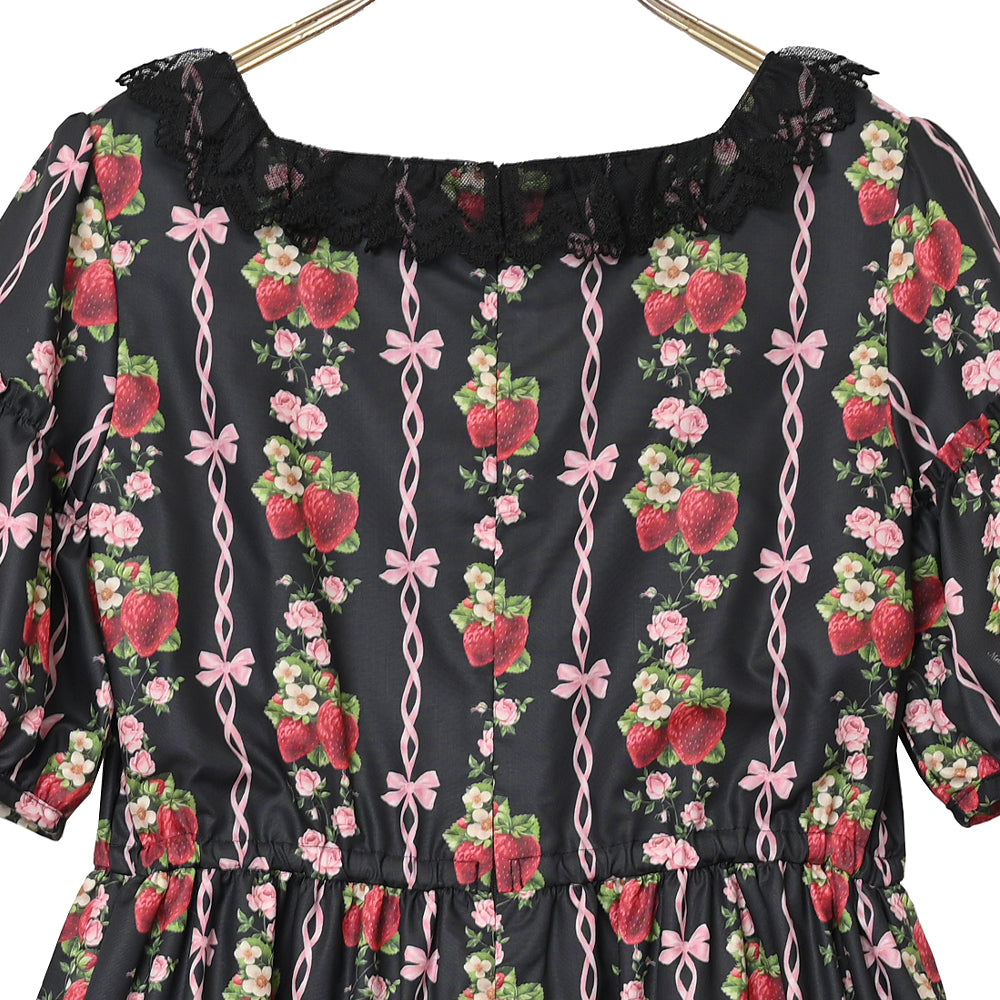 Strawberry Rose square neck dress