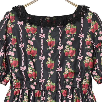 Strawberry Rose square neck dress