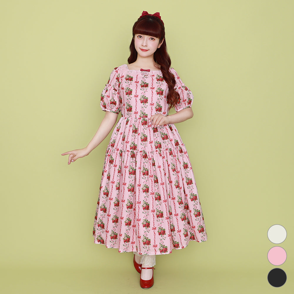 Strawberry Rose square neck dress
