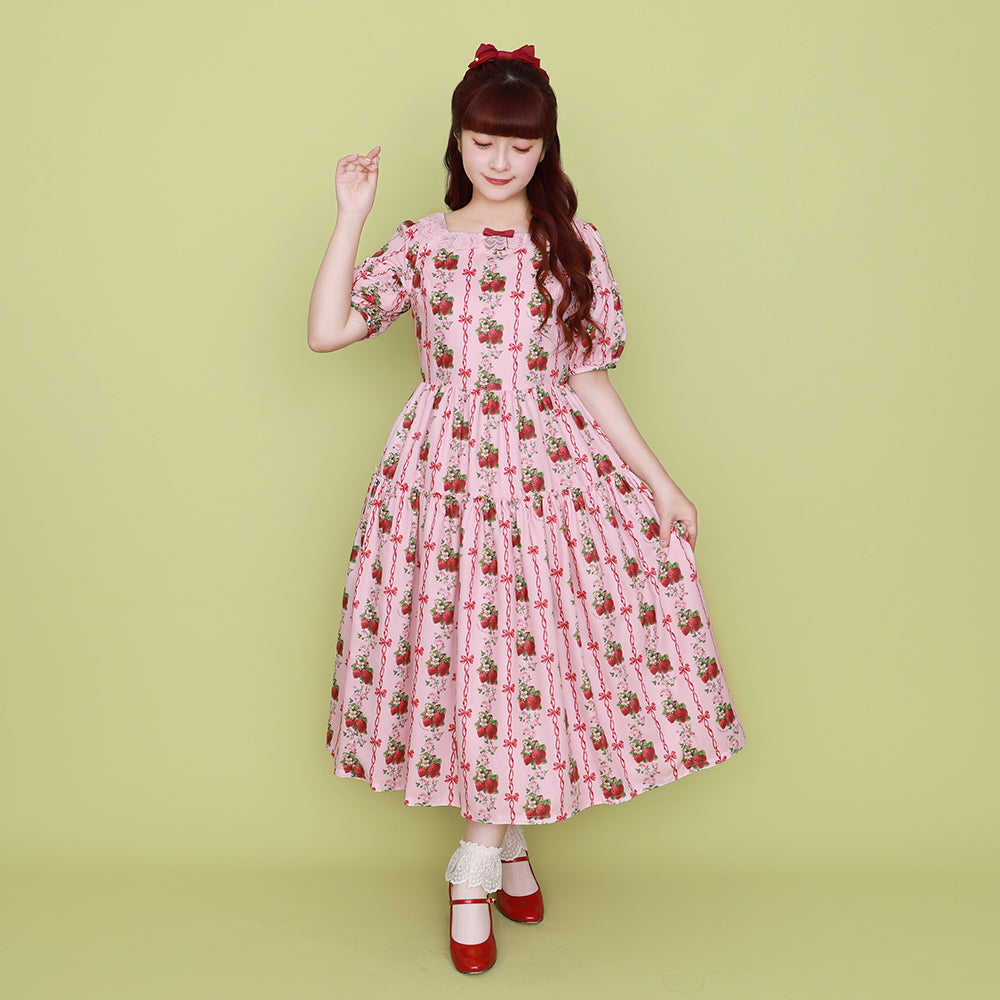 Strawberry Rose square neck dress