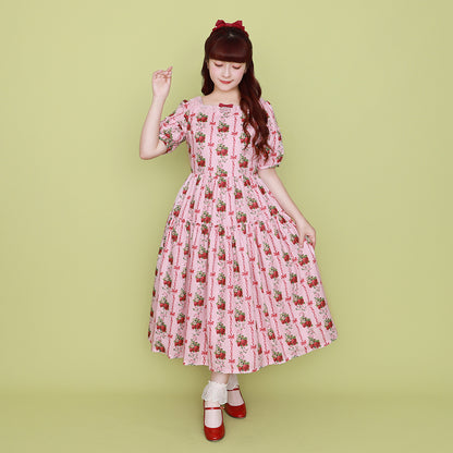 Strawberry Rose square neck dress