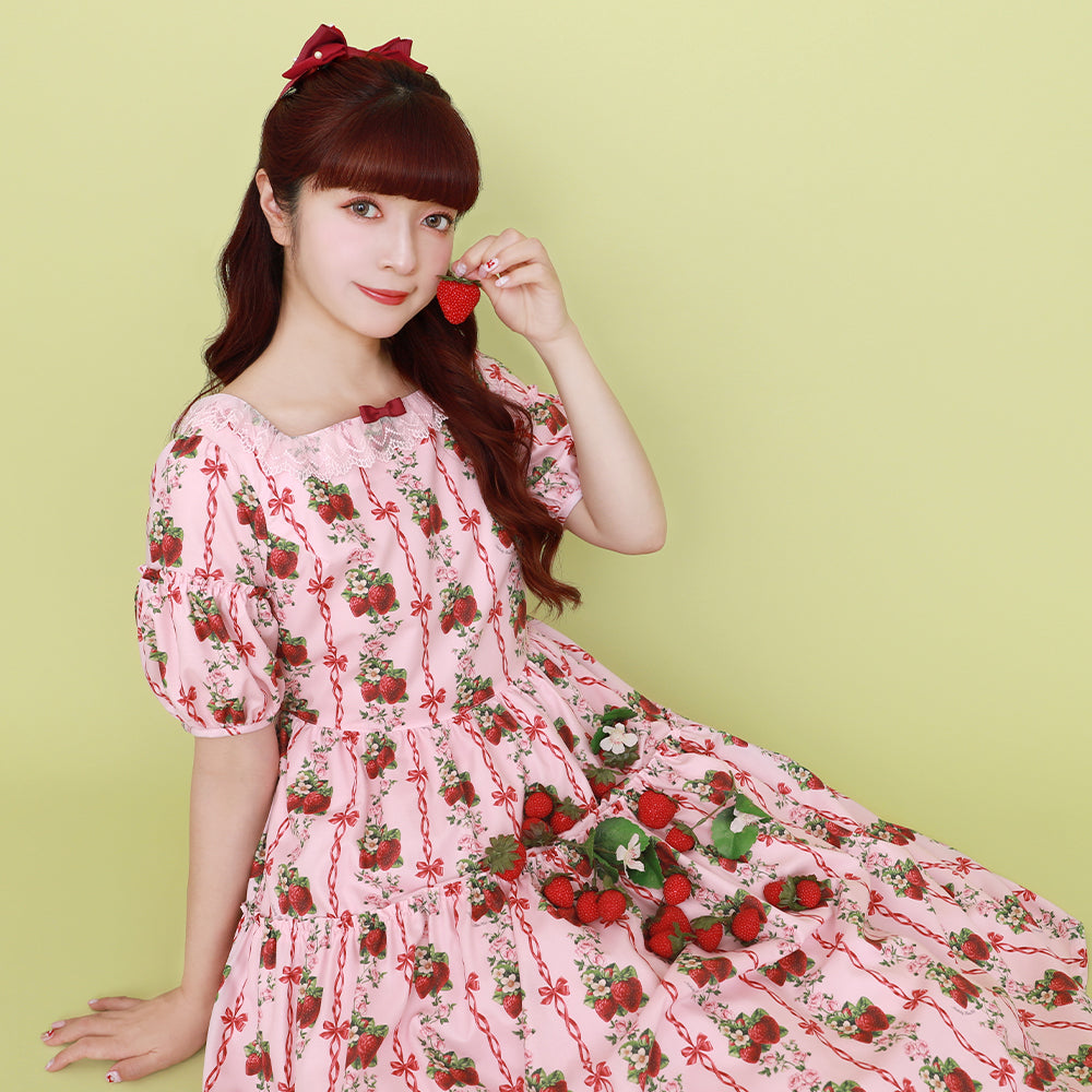 Strawberry Roseスクエアネックワンピース-Melody BasKet(メロディ