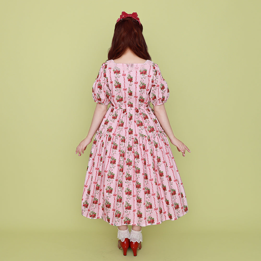 Strawberry Rose square neck dress