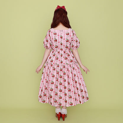 Strawberry Rose square neck dress