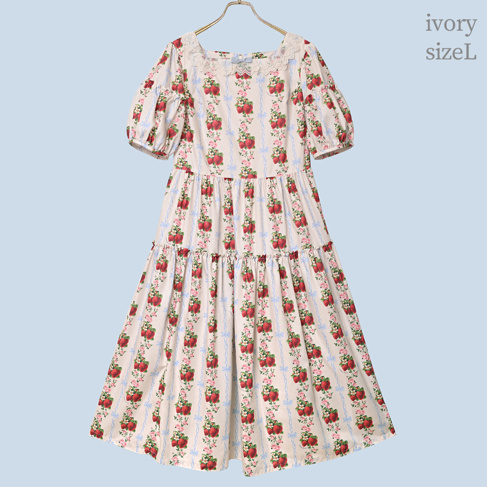 Strawberry Rose square neck dress