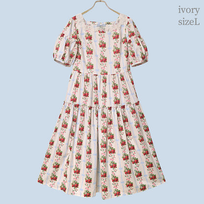 Strawberry Rose square neck dress