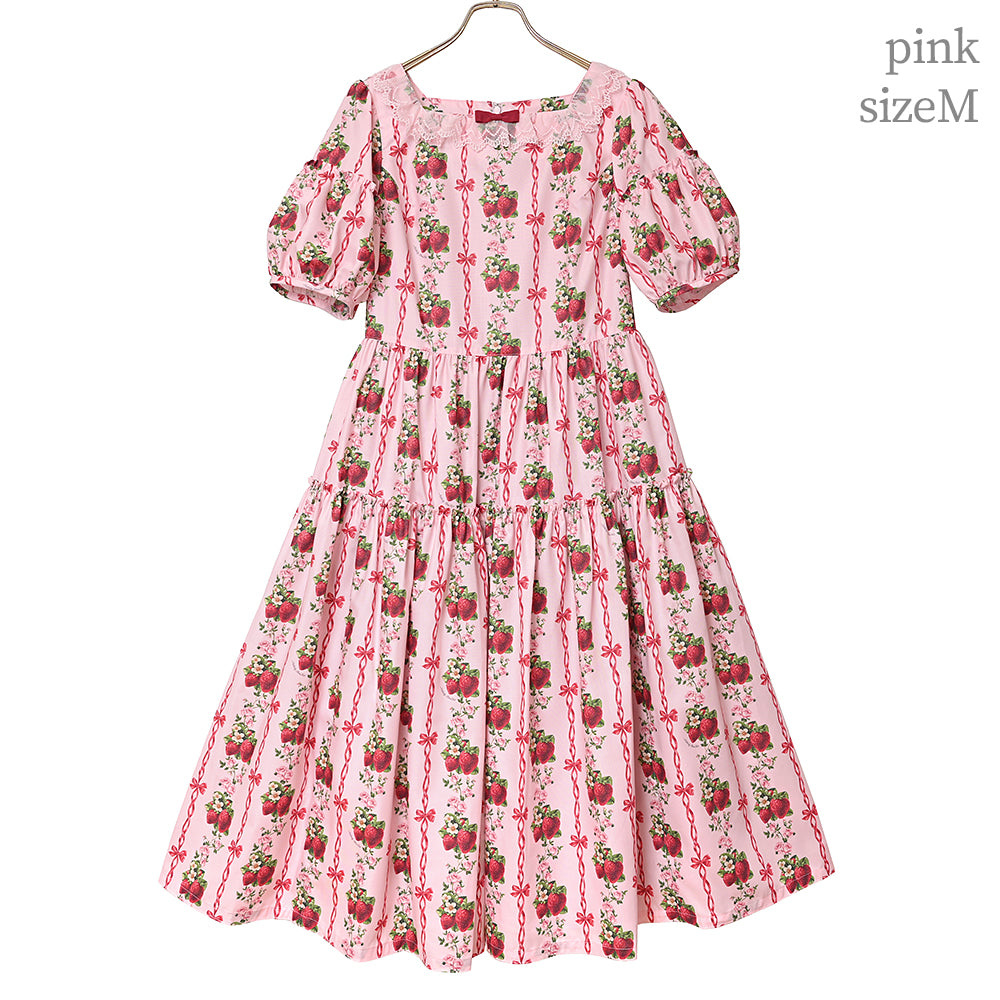 Strawberry Rose square neck dress