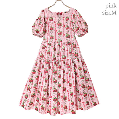 Strawberry Rose square neck dress