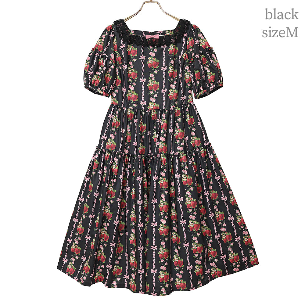 Strawberry Rose square neck dress