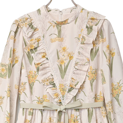 Daffodils blooming in the field V-line dress