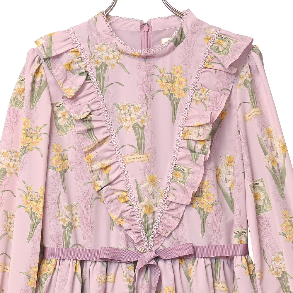 Daffodils blooming in the field V-line dress