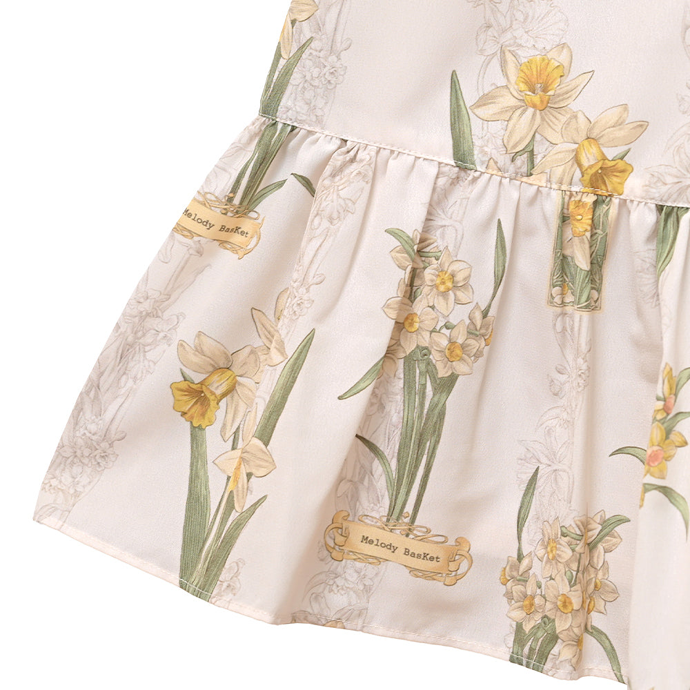 Daffodils blooming in the field V-line dress