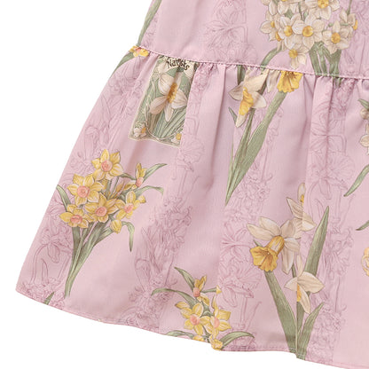 Daffodils blooming in the field V-line dress