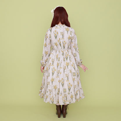 Daffodils blooming in the field V-line dress