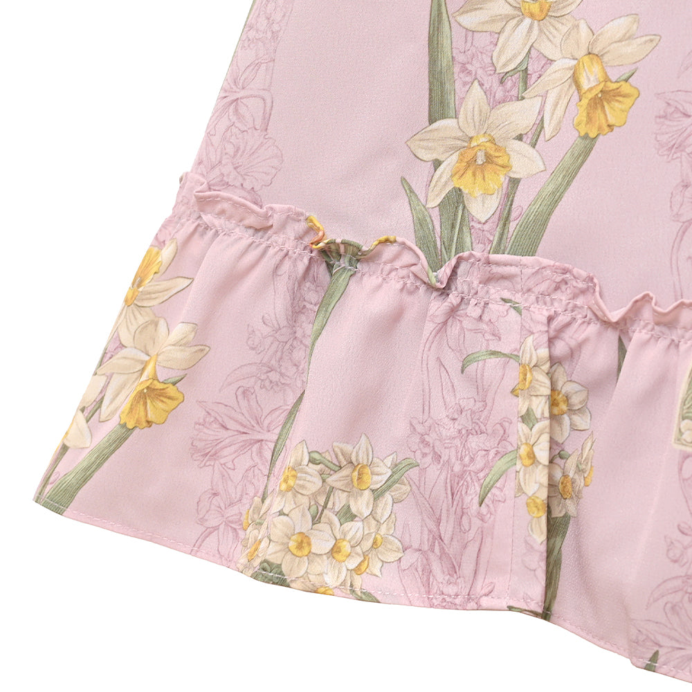 野に咲く水仙のフラットカラーワンピース