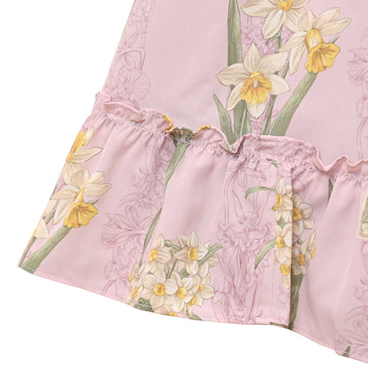 野に咲く水仙のフラットカラーワンピース