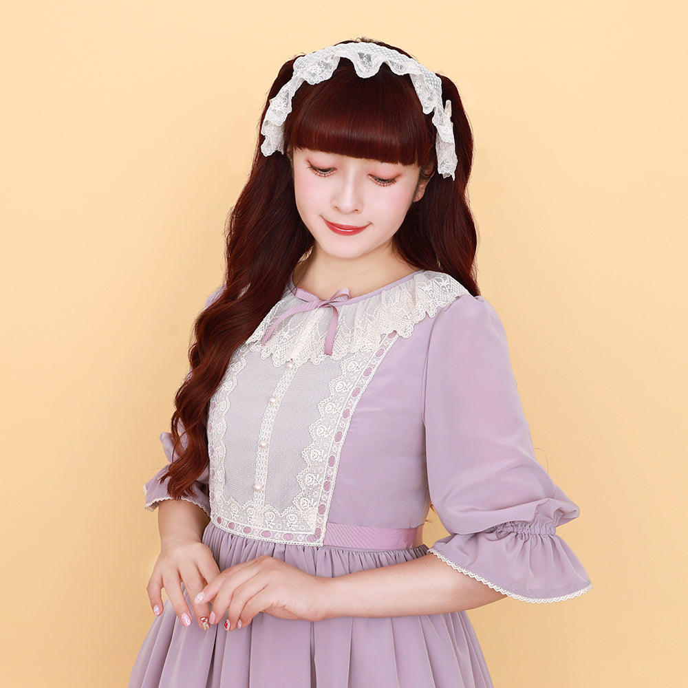 Melody Basket Violet laceスクエアカラーワンピース Melody BasKet