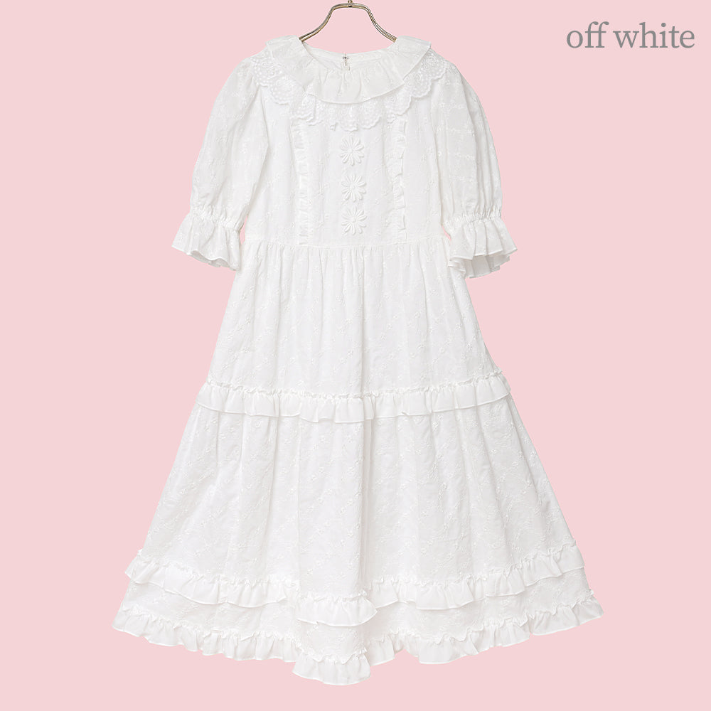 Lattice bouquet embroidery lace collar dress