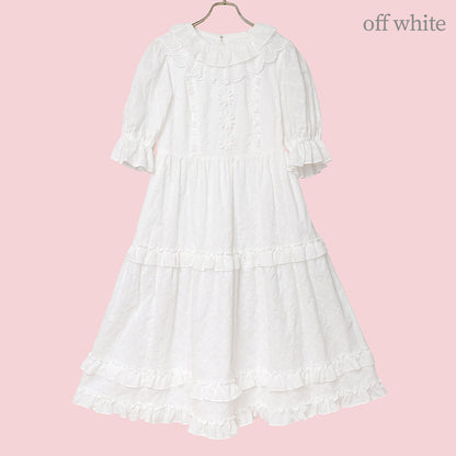 Lattice bouquet embroidery lace collar dress