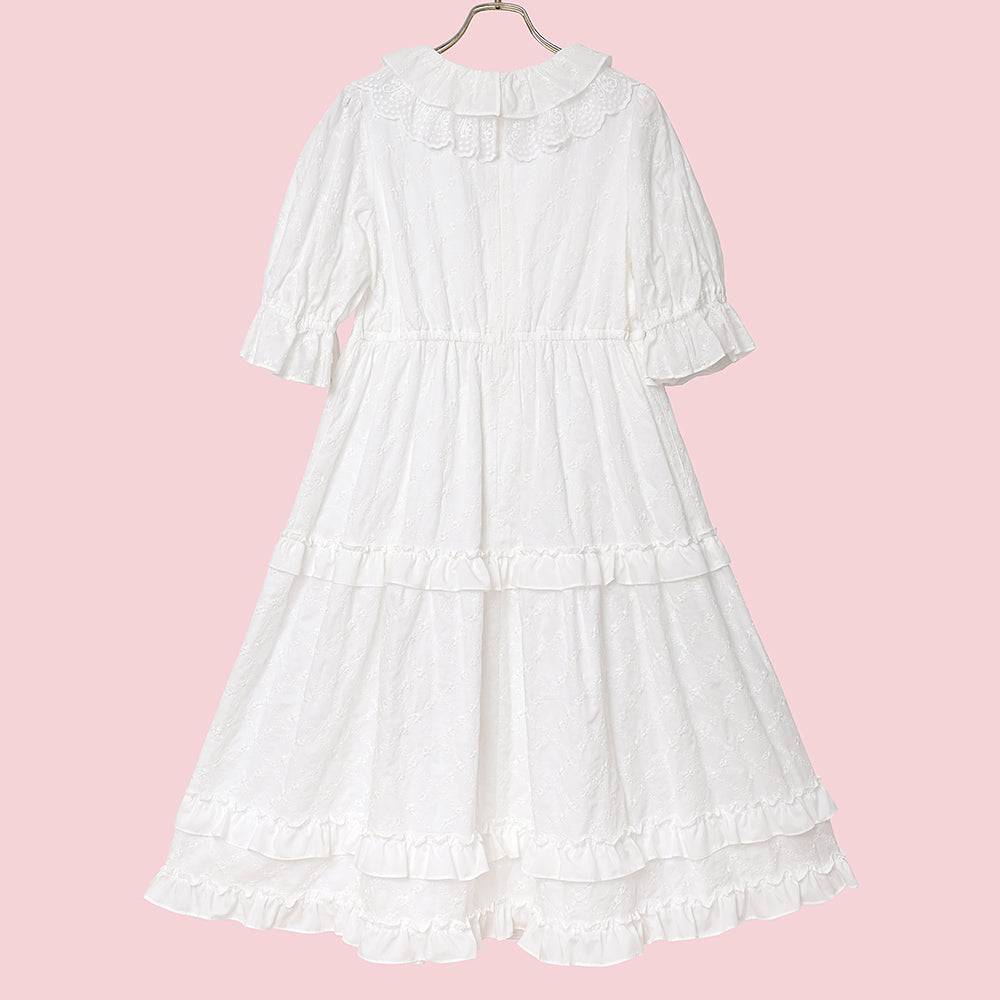 Lattice bouquet embroidery lace collar dress
