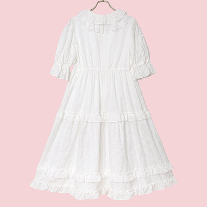 Lattice bouquet embroidery lace collar dress