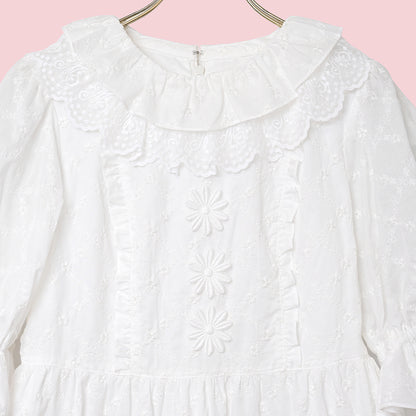 Lattice bouquet embroidery lace collar dress