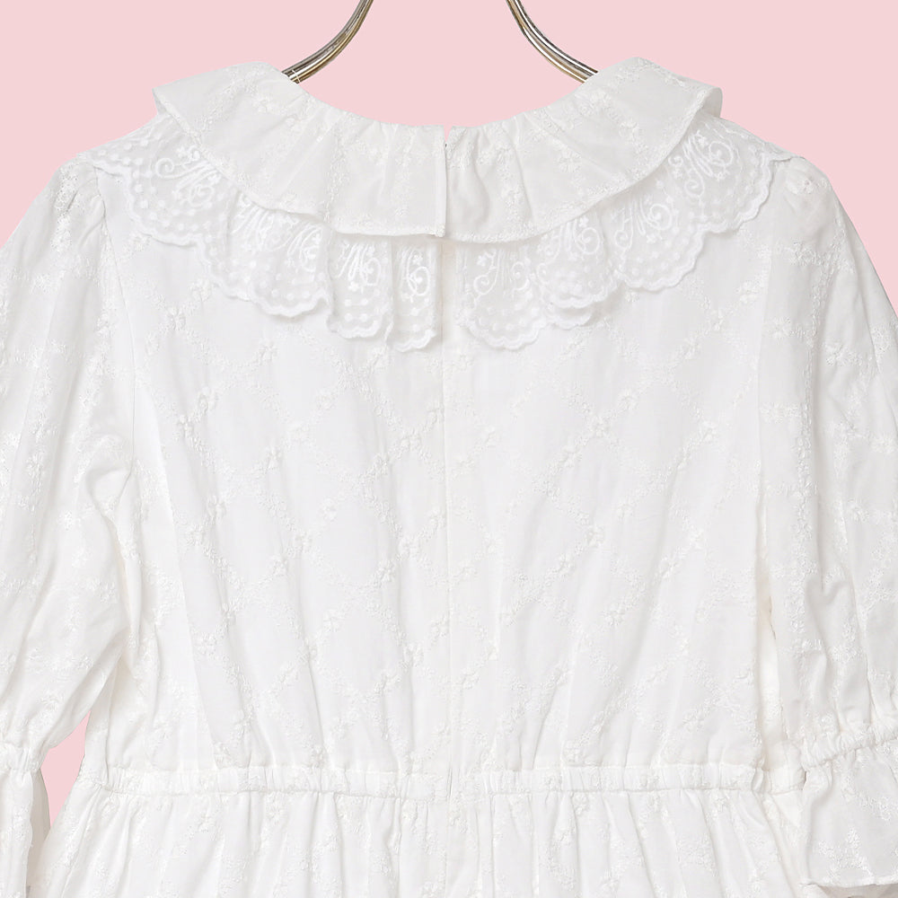 Lattice bouquet embroidery lace collar dress